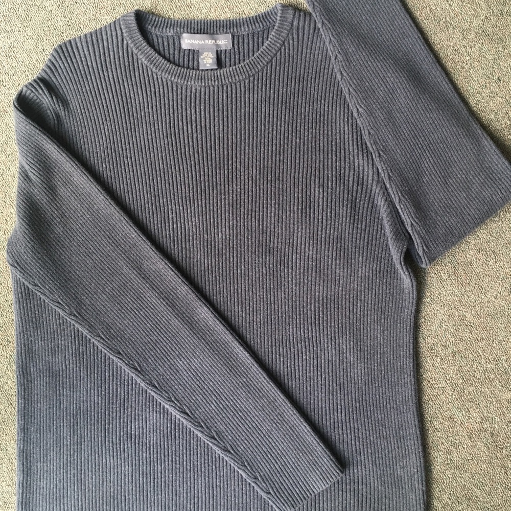 Banana Republic Gray Ribbed Cotton Sweater- XL